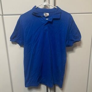 Vintage Stedman Hanes Polo Shirt Mens Small Royal Blue Short Sleeve Solid Cotton
